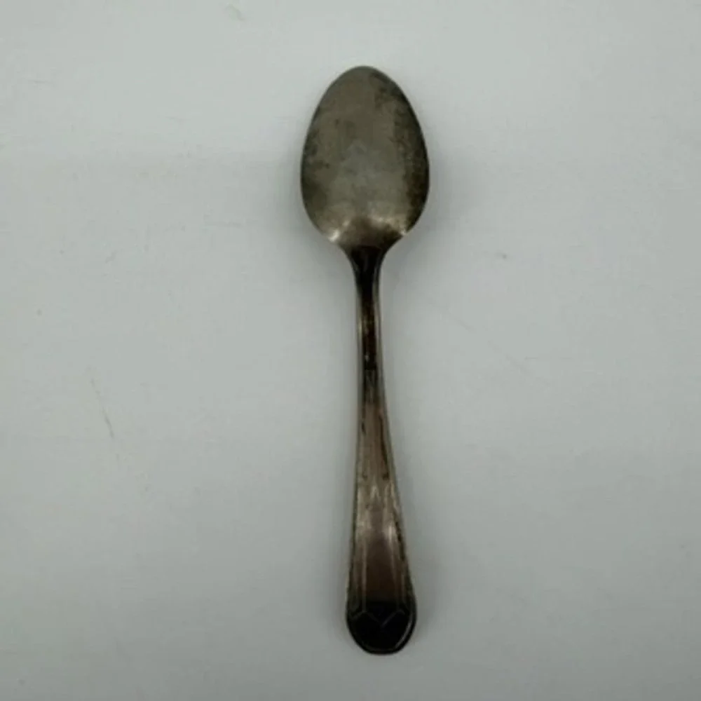 Engine Turned Reproduction Teaspoon Silver Art Deco Geometric Vintage Style 6